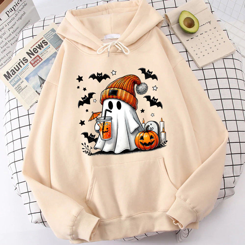 Women's Halloween Ghost Pumpkin Graphic Hoodie