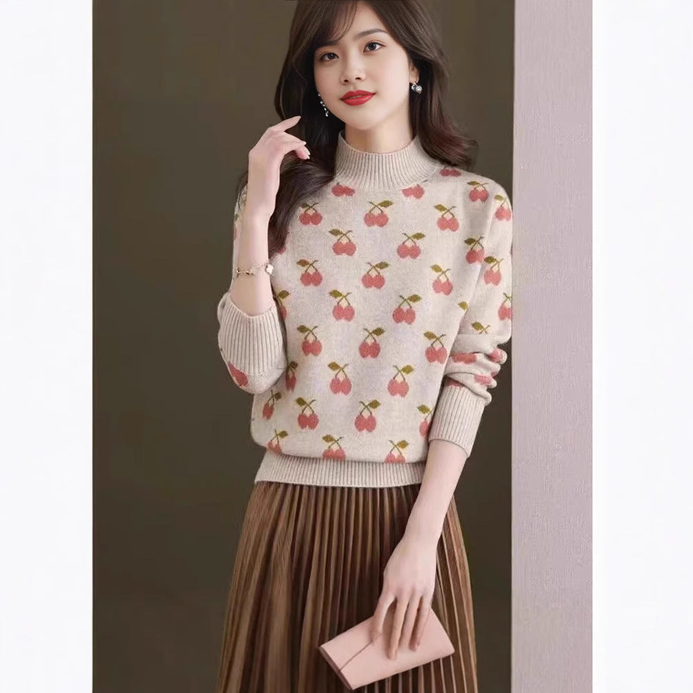 Women's Cashmere Sweater Autumn and Winter New Half Turtleneck Bottoming Shirt