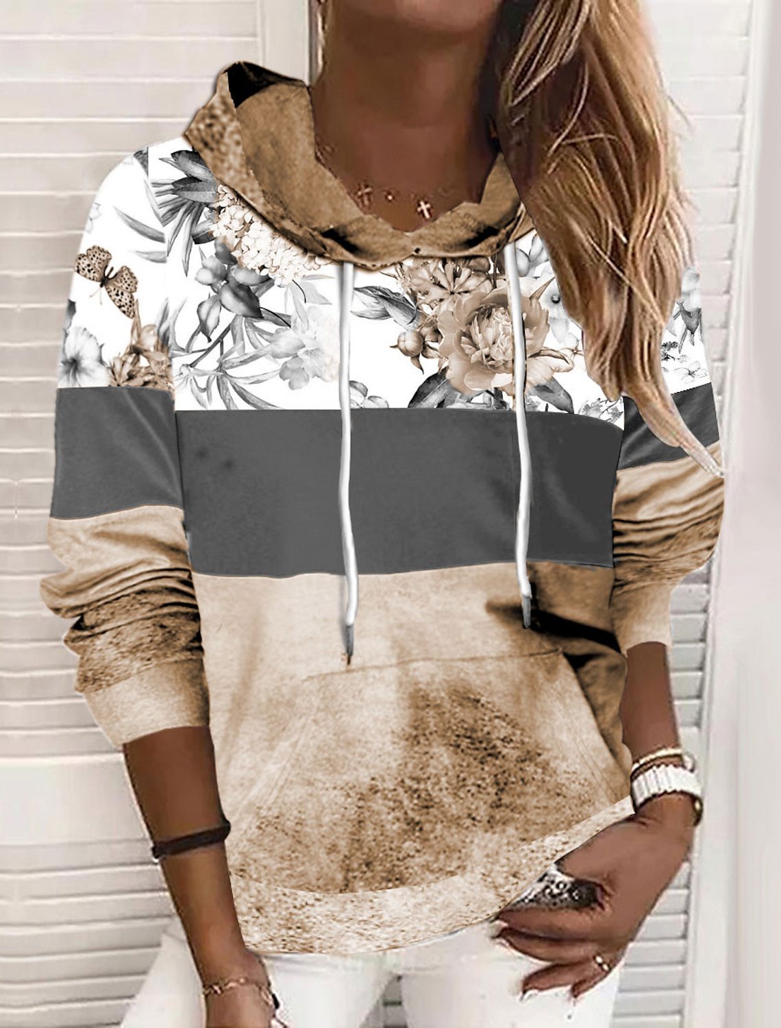 Cozy Drawstring Loose Long-Sleeve Pullover Sweatshirt