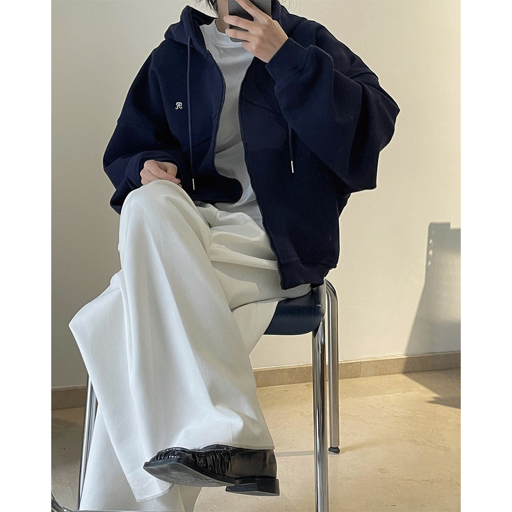 Women's Lightweight Casual Embroidered Zip-Up Hoodie