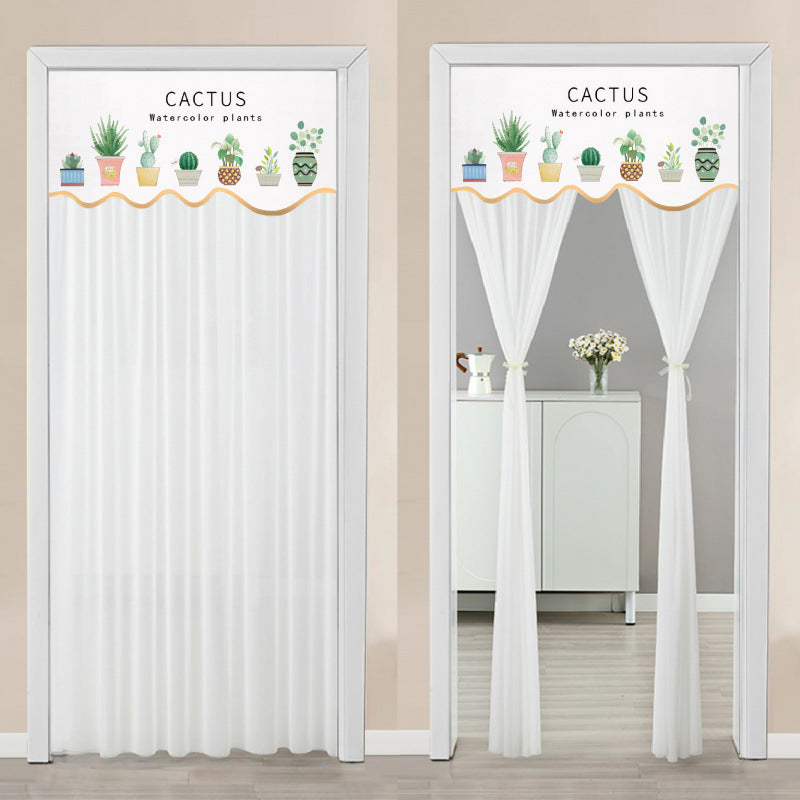 Non Perforated Magic Tape Gauze Double-layer Blackout Curtain