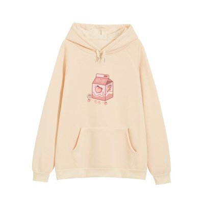 Pink Milk Carton Cute Graphic Loose Hoodie