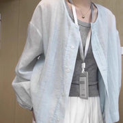 Womens Casual Round-Neck Sun-Protective Shirt