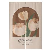 Cream Flowers Simple Door Curtain Bathroom Windshield