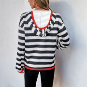 Chic Black & White Striped Pullover Sweater for Women