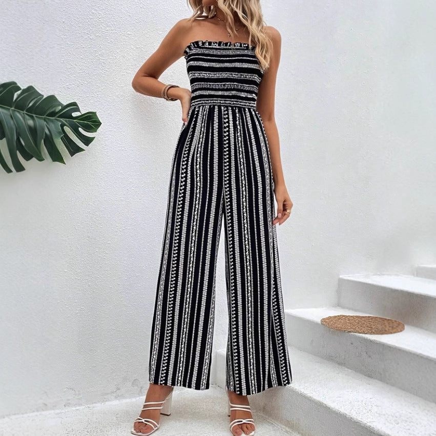 Summer Striped Tube Top Jumpsuit