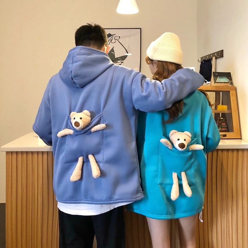 Cute Bear Fleece-Lined Oversized Winter Sweater