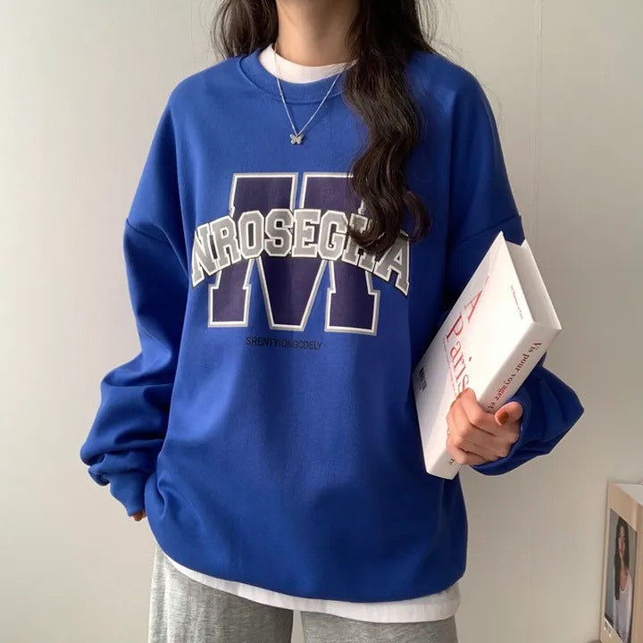 Korean Style Loose Sports Fleece Hoodie for Women
