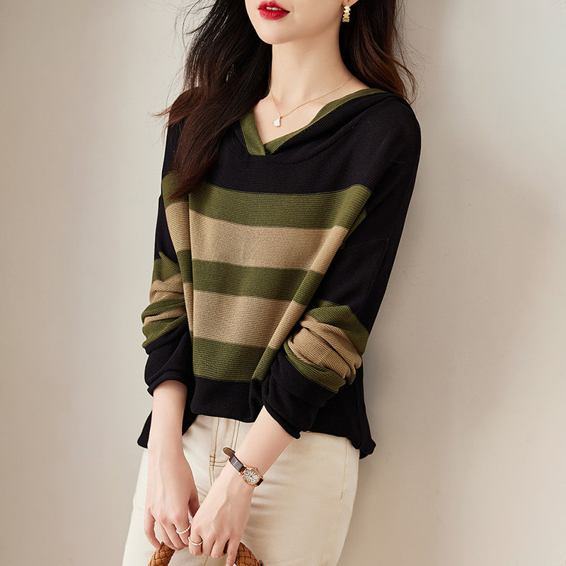 Cozy Oversized Knit Pullover Hoodie for Women