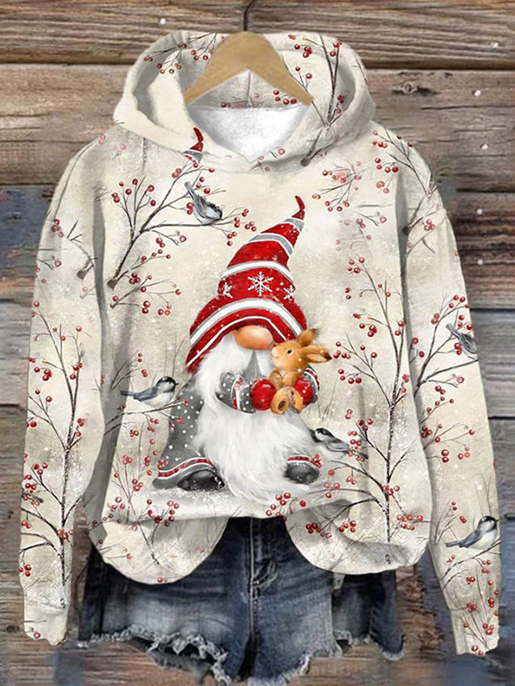 Cozy 3D Digital Print Drop-Shoulder Casual Pullover Sweater