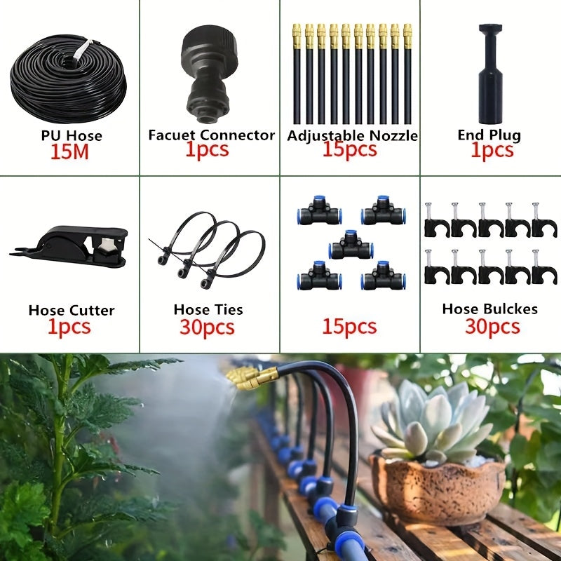 Garden Drip Watering Irrigation Kit with Automatic Sprinkler Atomizer – Multiple Length Options (196.85 mm, 393.7 mm, 590.55 mm, 787.4 mm) – Universal Thread