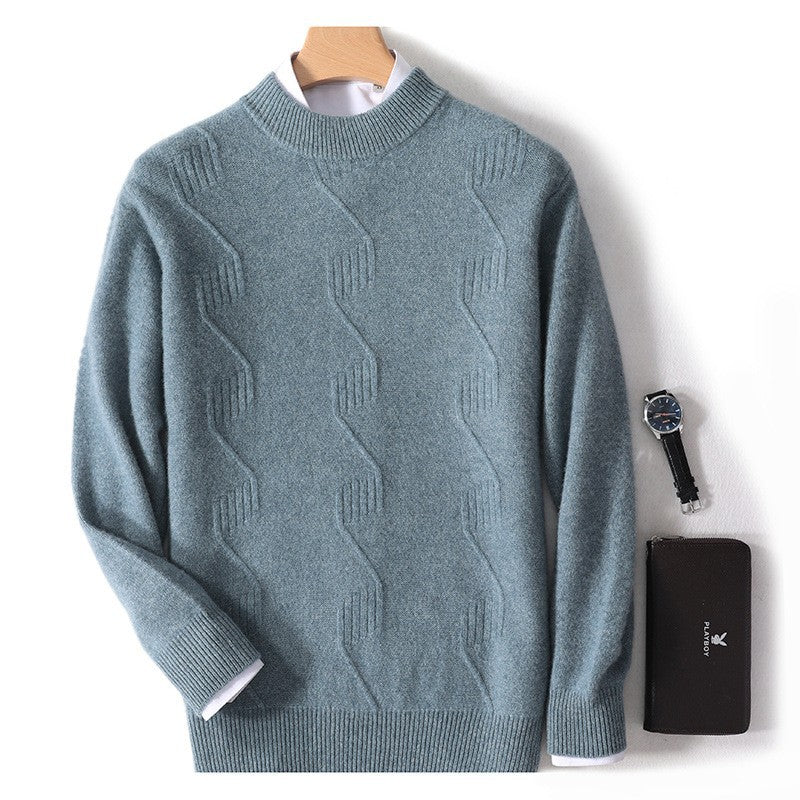 Autumn and Winter Men's Half Turtleneck Thick Sweater Loose Long Sleeve Warm