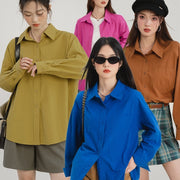 Solid Color Shirt For Women Casual Fashion All-matching