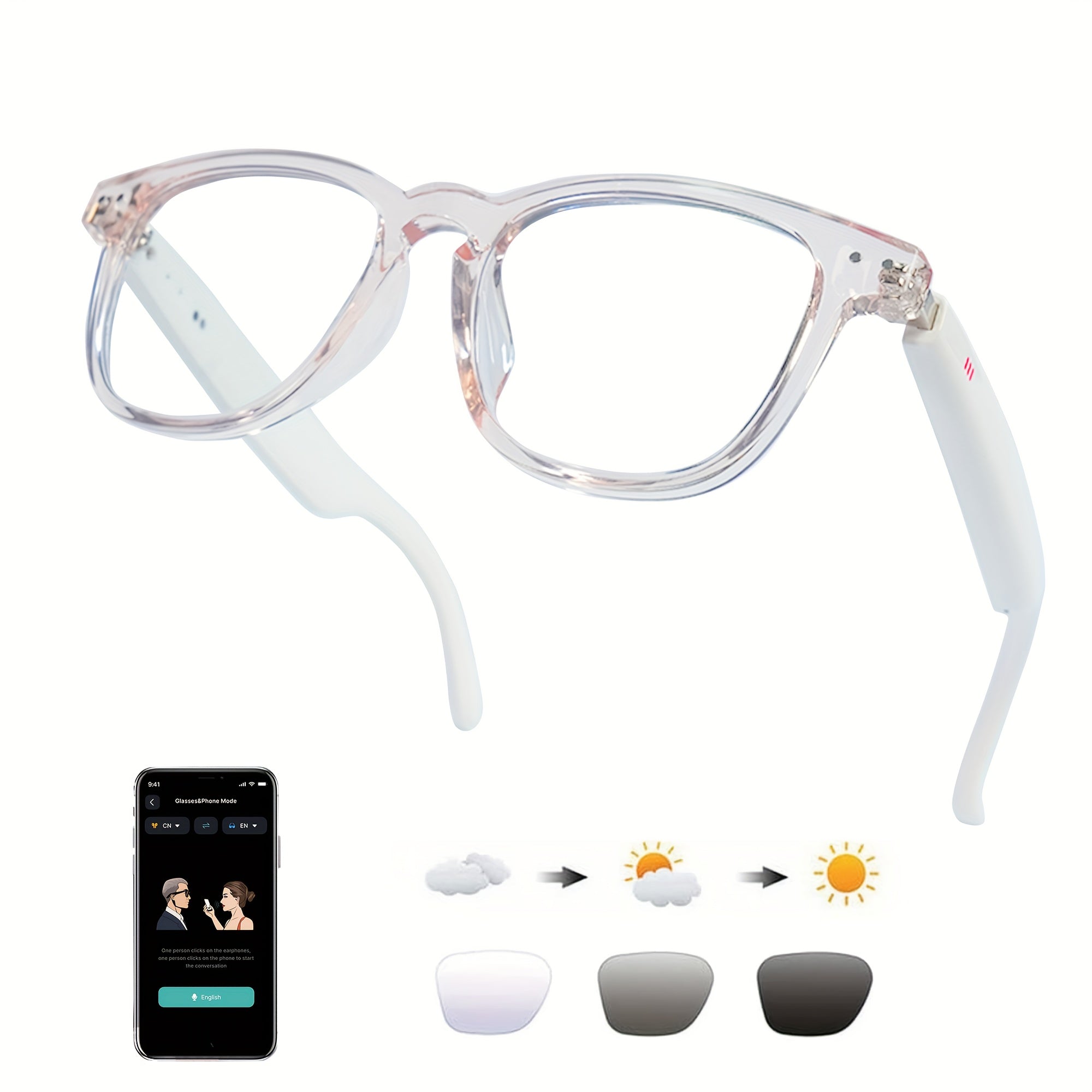 AI Smart Glasses, Smart Glasses with 160+ Languages Real Time Translation Support, Chat GPT System, OICIIDO New Multi-functional Audio Glasses for Men And Women, Built-in Microphone And Speaker...