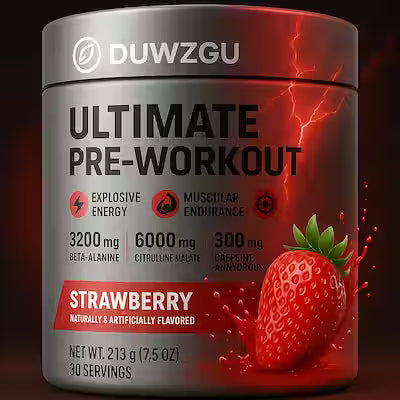 Caffeine exercise supplement powder in 360g bottle, energy boosting pre-workout formula