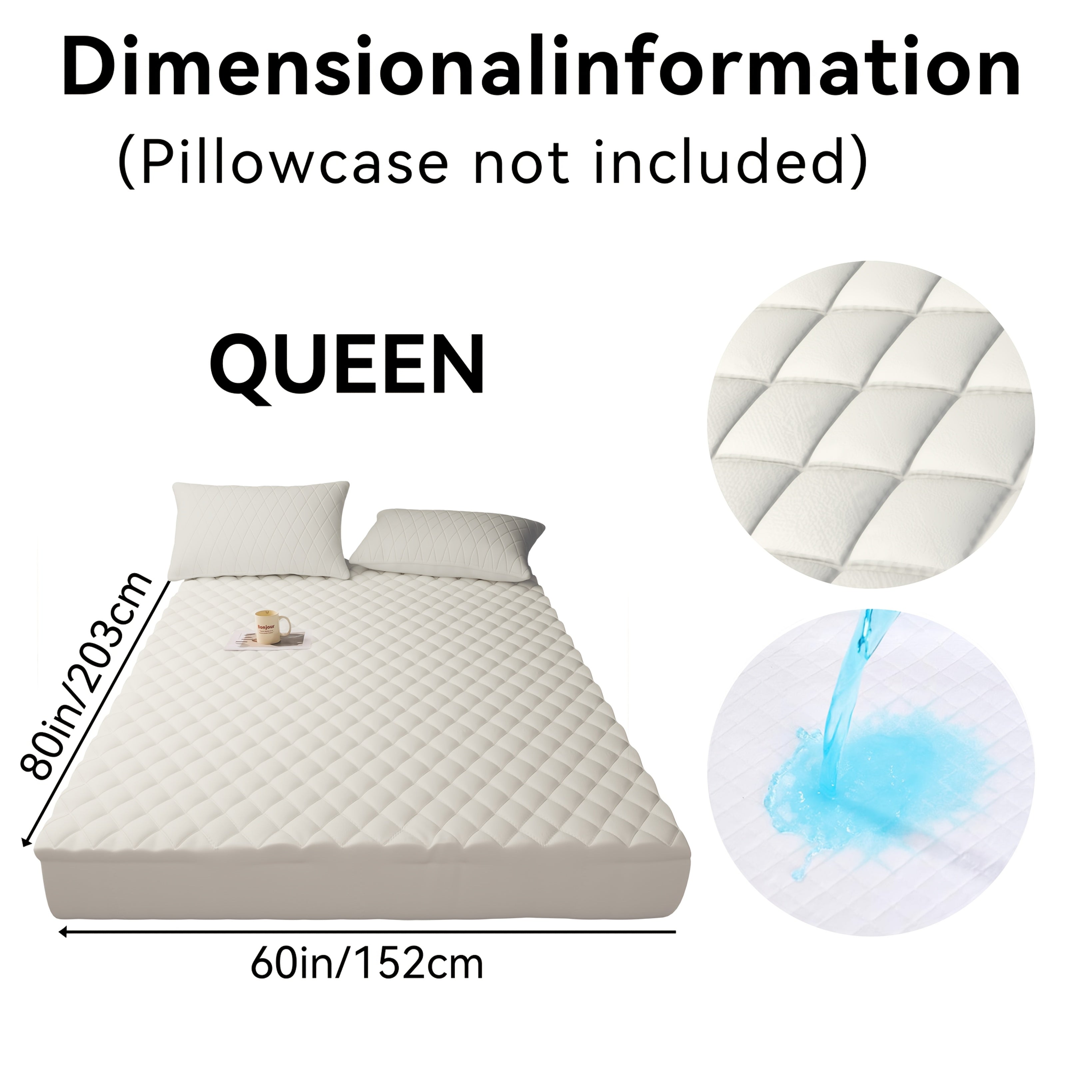 Waterproof Mattress Protector Quilted Thickened Comfortable Bedspread Layer with Deep Pocket Design, Warm Breathable Bedding for Bedroom Guest Room Hotel, Great for Holiday Gifts Black Friday And...