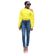 Chic Off-Shoulder Buckle Sleeve Sweater for Women