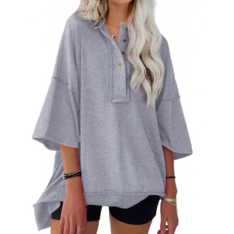Cozy Solid Color Loose Casual Button Sweater