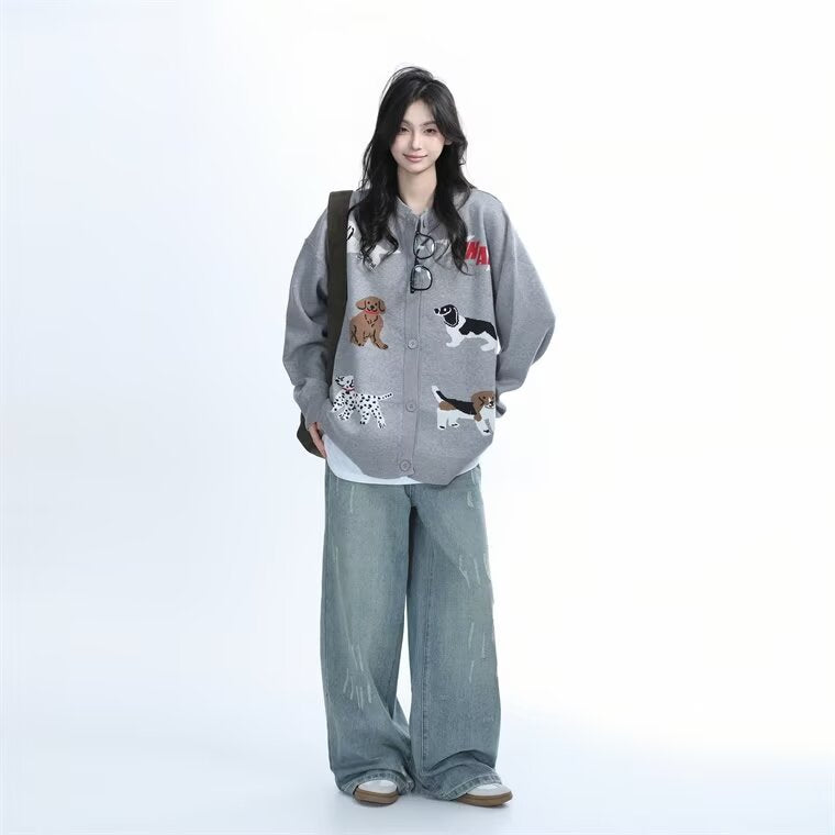Cozy Gray Bear Knit Cardigan - Cute & Casual Sweater