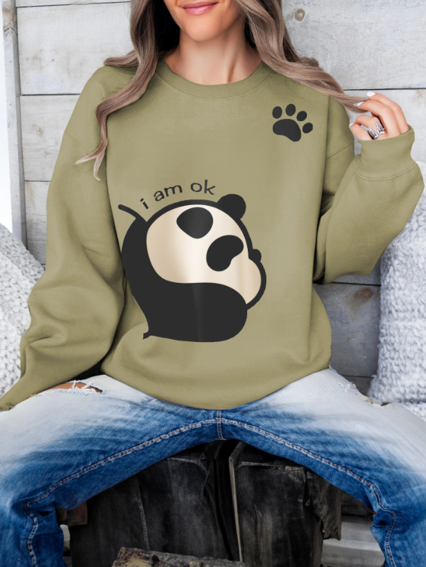 Cute Panda Print Long Sleeve Women's Hoodie