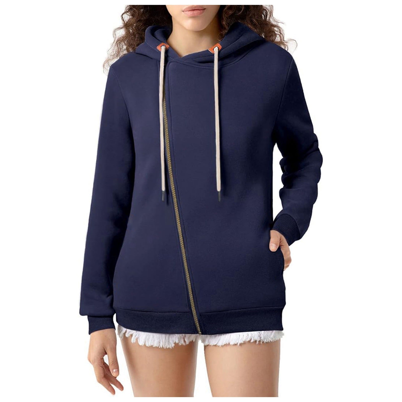 Women's Cozy Zip-Up Hooded Sweatshirt with Pockets