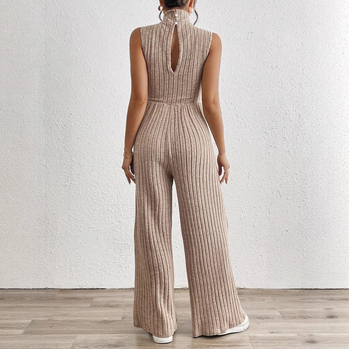 Sleeveless Knit Stretch Casual Jumpsuit