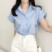 Hidden Hook Lapel Short Sleeve Shirt – Trendy, Versatile & Comfortable
