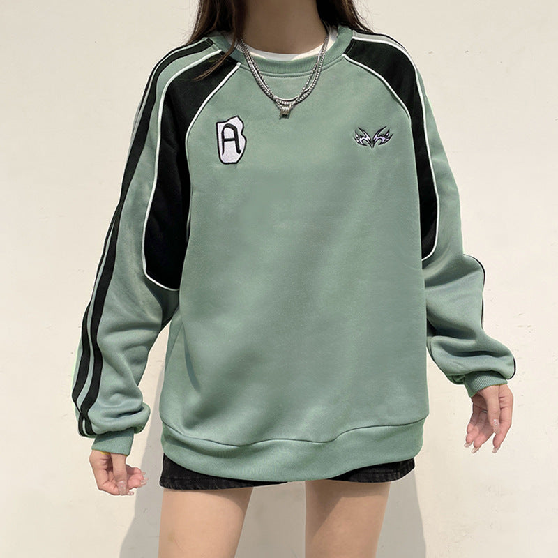Contrast Braid Knit Sweater - Cozy Loose Fit Pullover