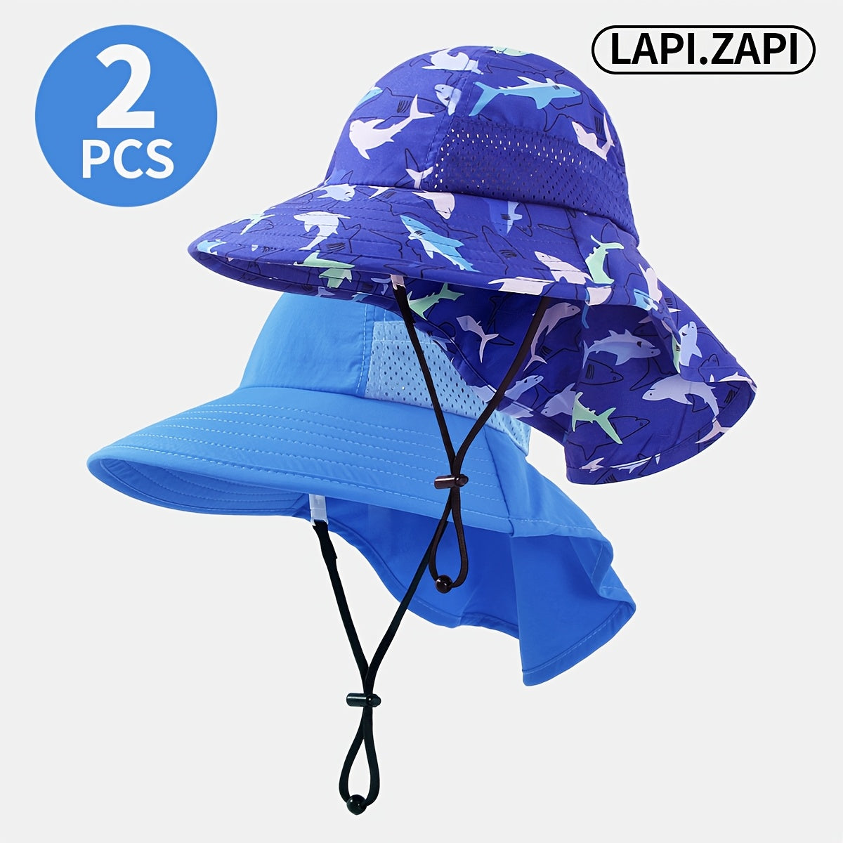Toddler Flap Bucket Hat Set with Wide Brim and Neck Cover