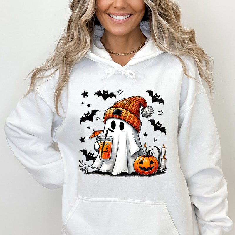 Women's Halloween Ghost Pumpkin Graphic Hoodie