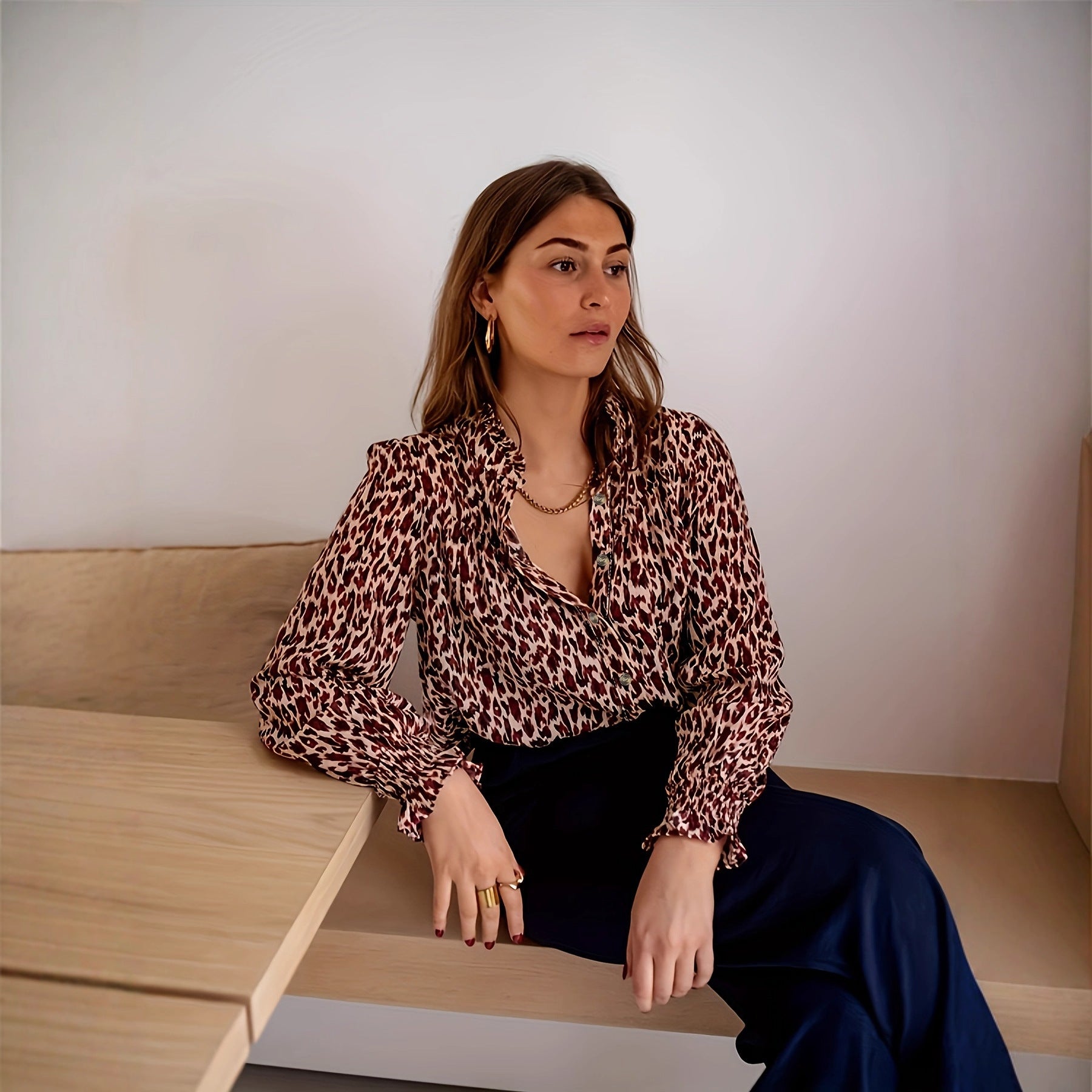 Long-sleeve Design-focused Loose-fit Casual Top