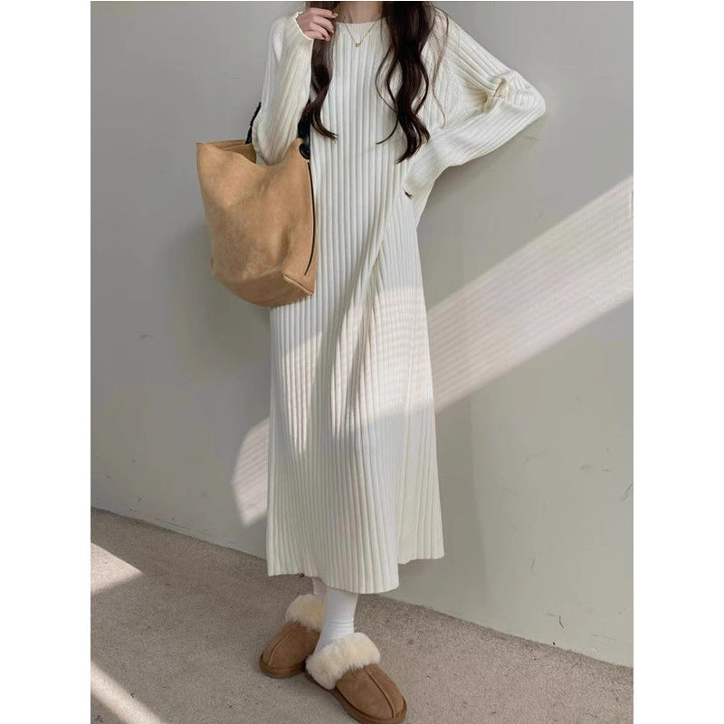 Elegant Long-Sleeve A-Line Midi Dress for Women