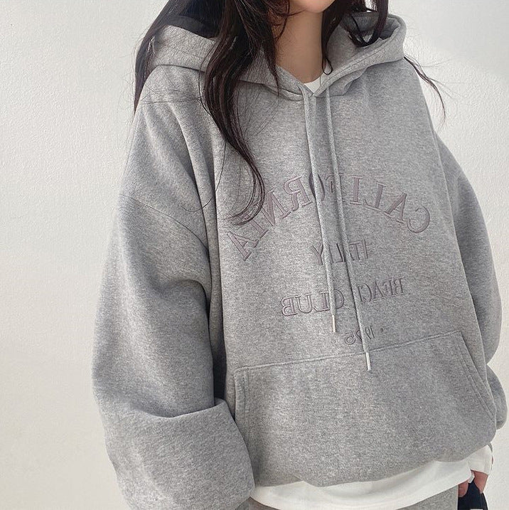 Women's Oversized Casual Embroidered Pullover Sweatshirt