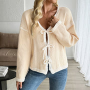 European and American Autumn and Winter Contrast Color Senior Series Chic Cardigan Knitted Sweater