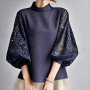 Lace Lantern Sleeve Top – Flirty, Feminine, 3/4 Length