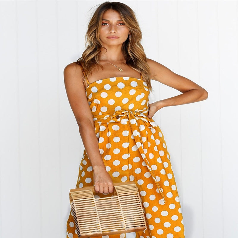 Elegant Polka Dot Wide-Leg Jumpsuit for Women