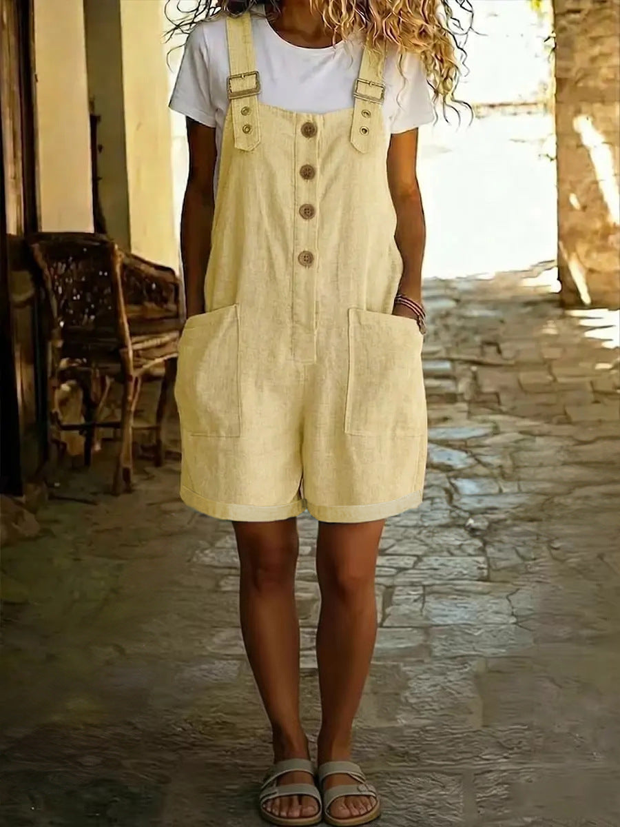 Retro Pocket Straight-Leg Overalls for Women