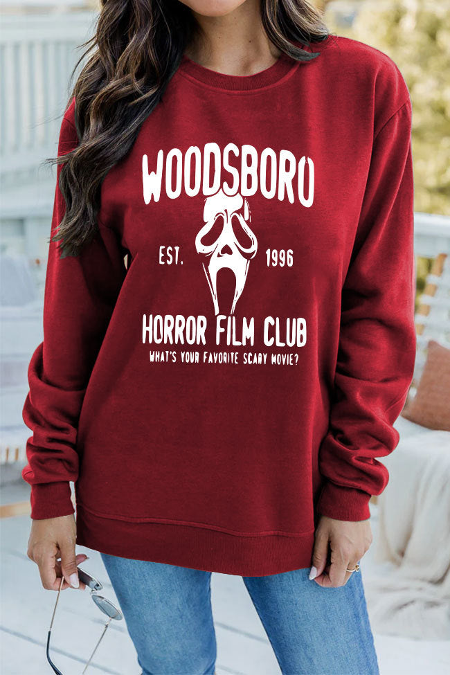 WOODSBORO Printed Round Neck Long Sleeve Sweater