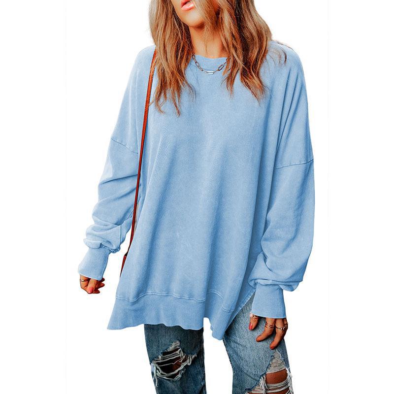 Women's Solid Loose Pullover Sweatshirt