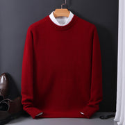 Pure Wool Sweater Men's Round Neck Pullover