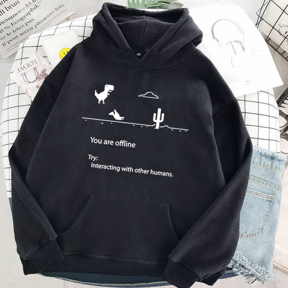 Retro Dinosaur Print Casual Women's Pullover Sweater