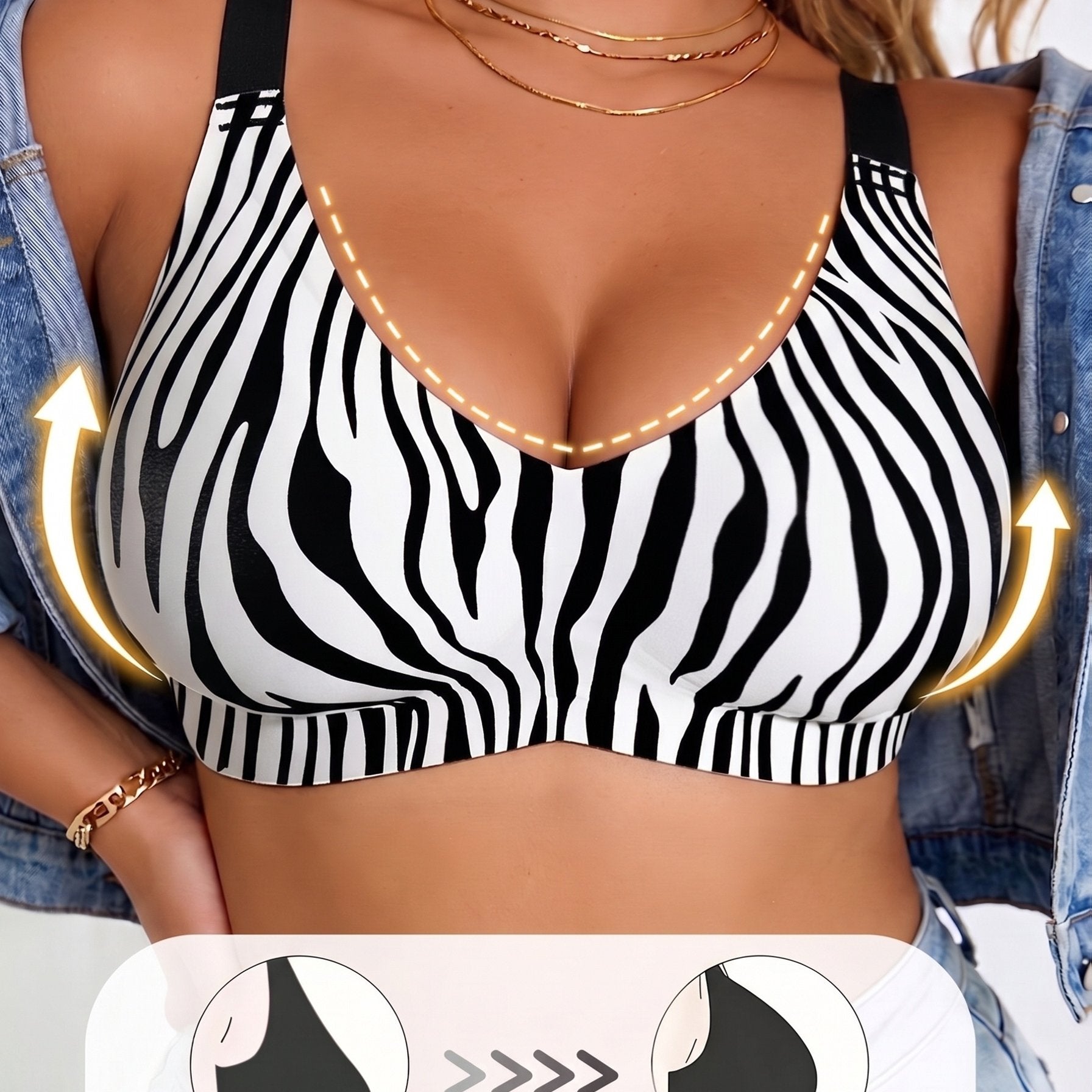Plus Size Leopard Print Sports Bra with Adjustable Buttons