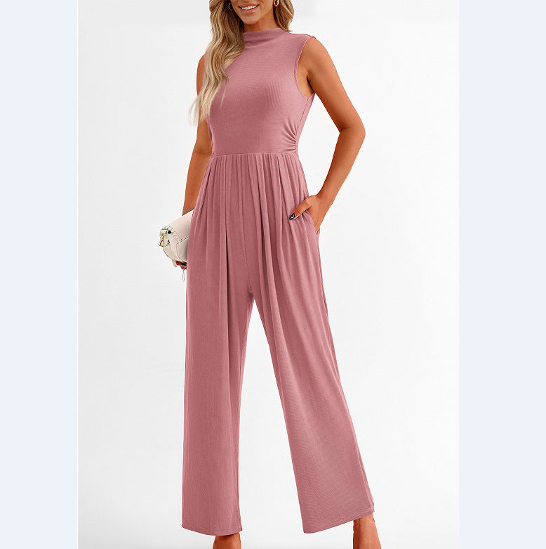 Women's Sleeveless Casual Solid Color Jumpsuit