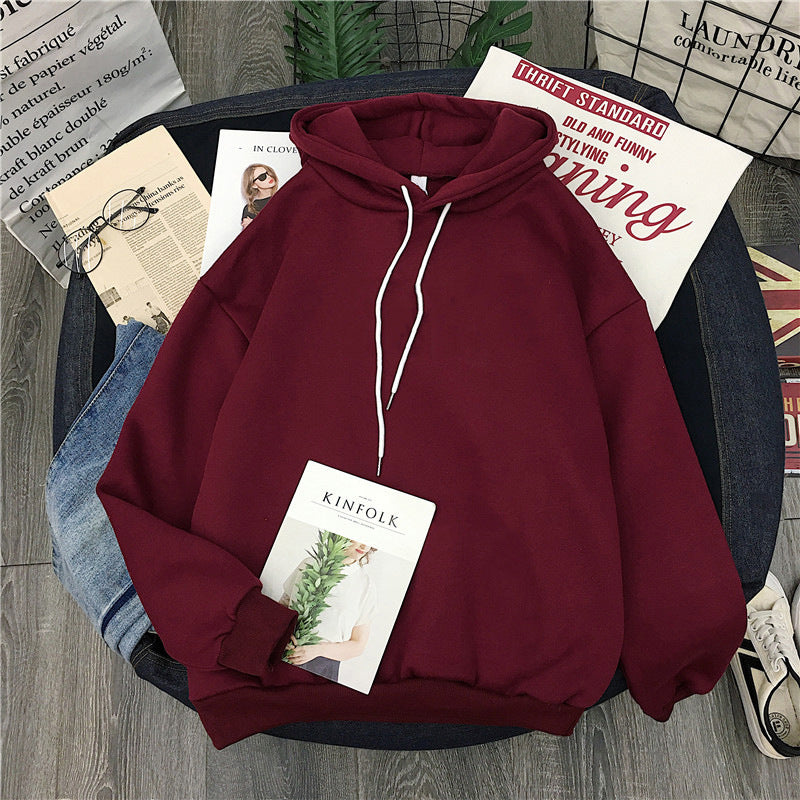 Women's Cozy Solid Color Long Sleeve Pullover Hoodie