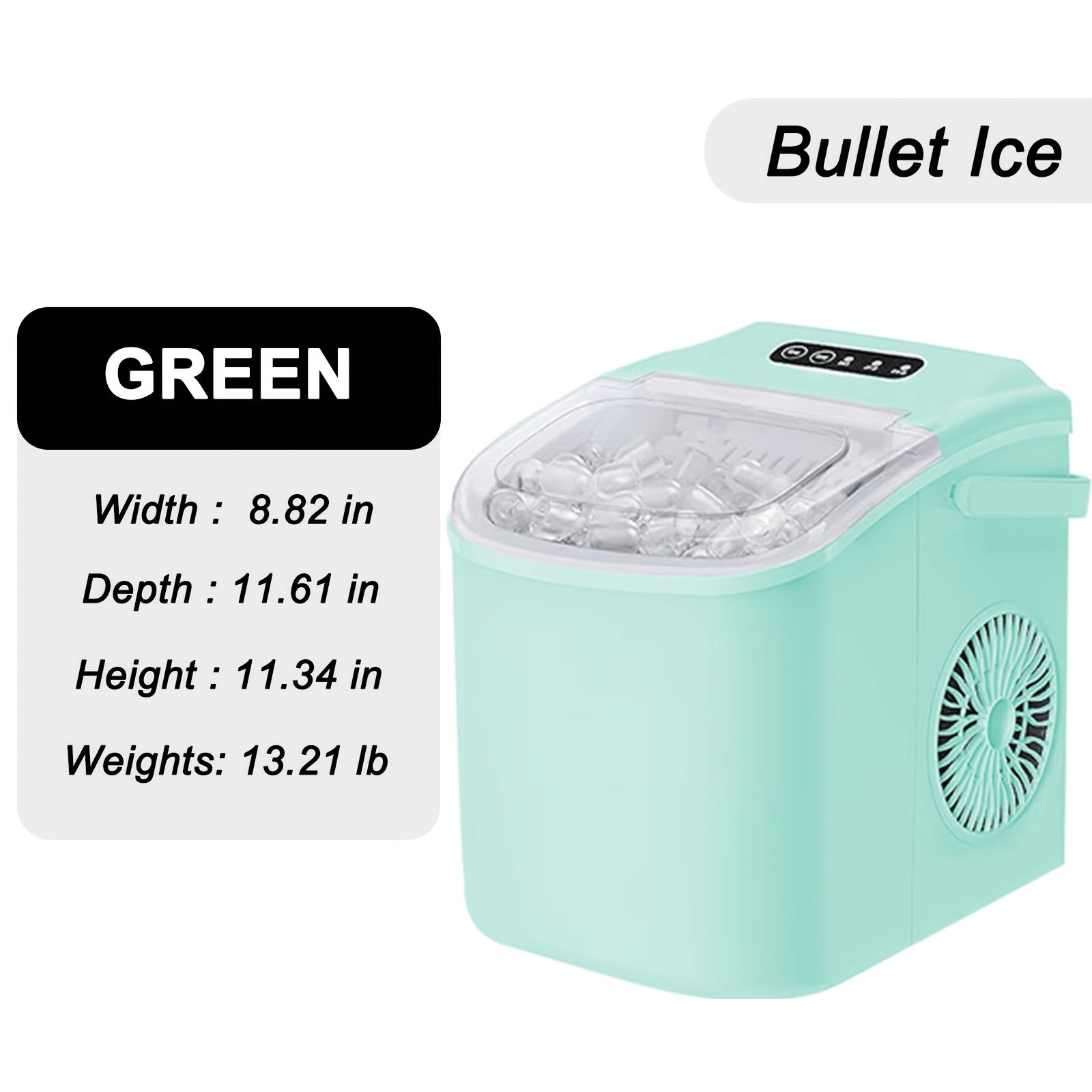 Countertop Ice Maker With Handle, Produces 26 Pounds Of Ice Within 24 Hours, Makes 9 Ice Cubes In 6 Minutes. Portable Ice Maker Comes With A Basket And Ice Scoop.