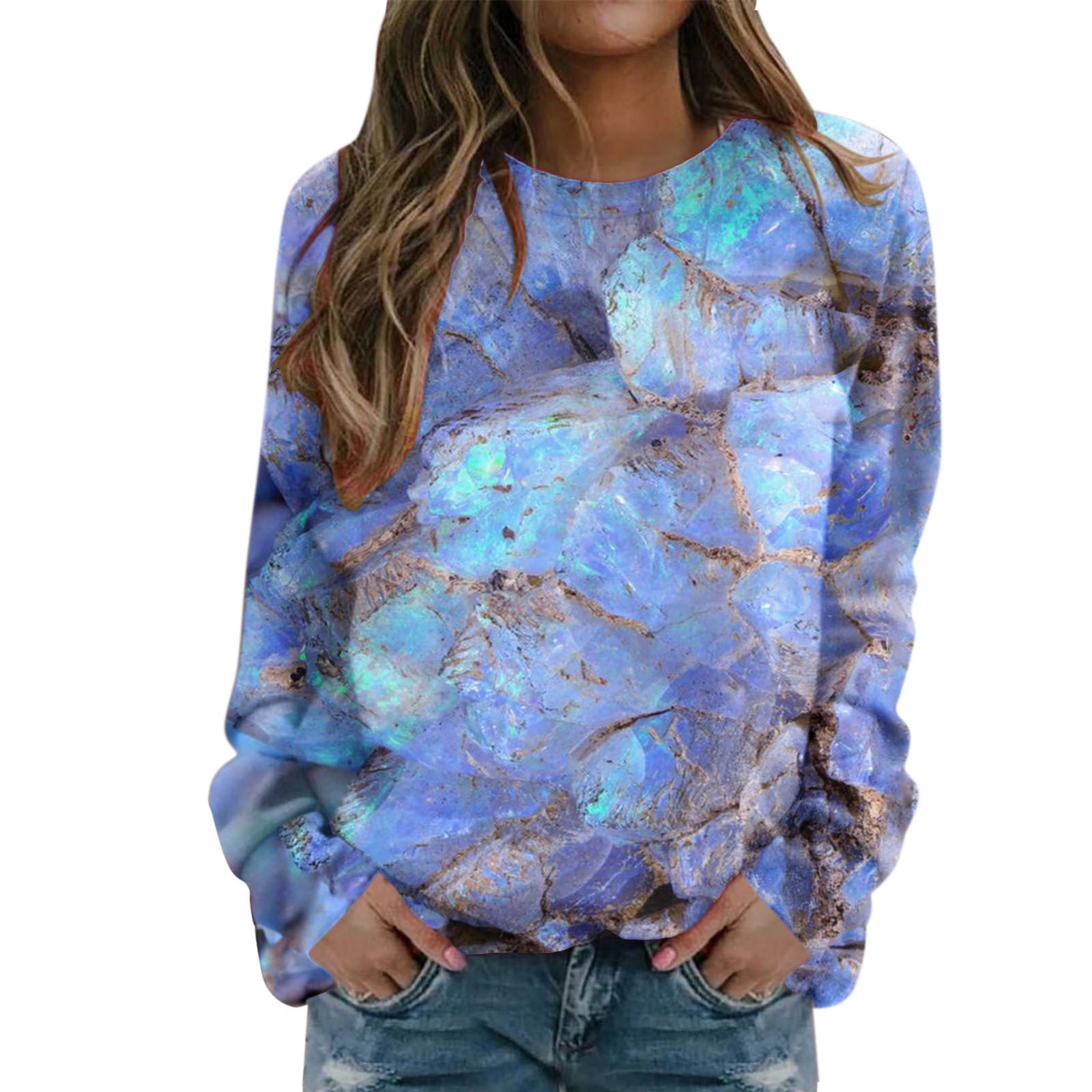Stunning Starry Sky 3D Print Women's Round Neck Sweater