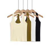 Slim Fit Backless Halter Top – Flattering White/Black/Olive