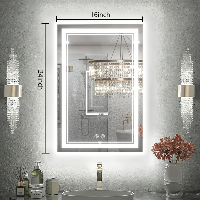 Dimmable LED bathroom mirror with lights and memory function