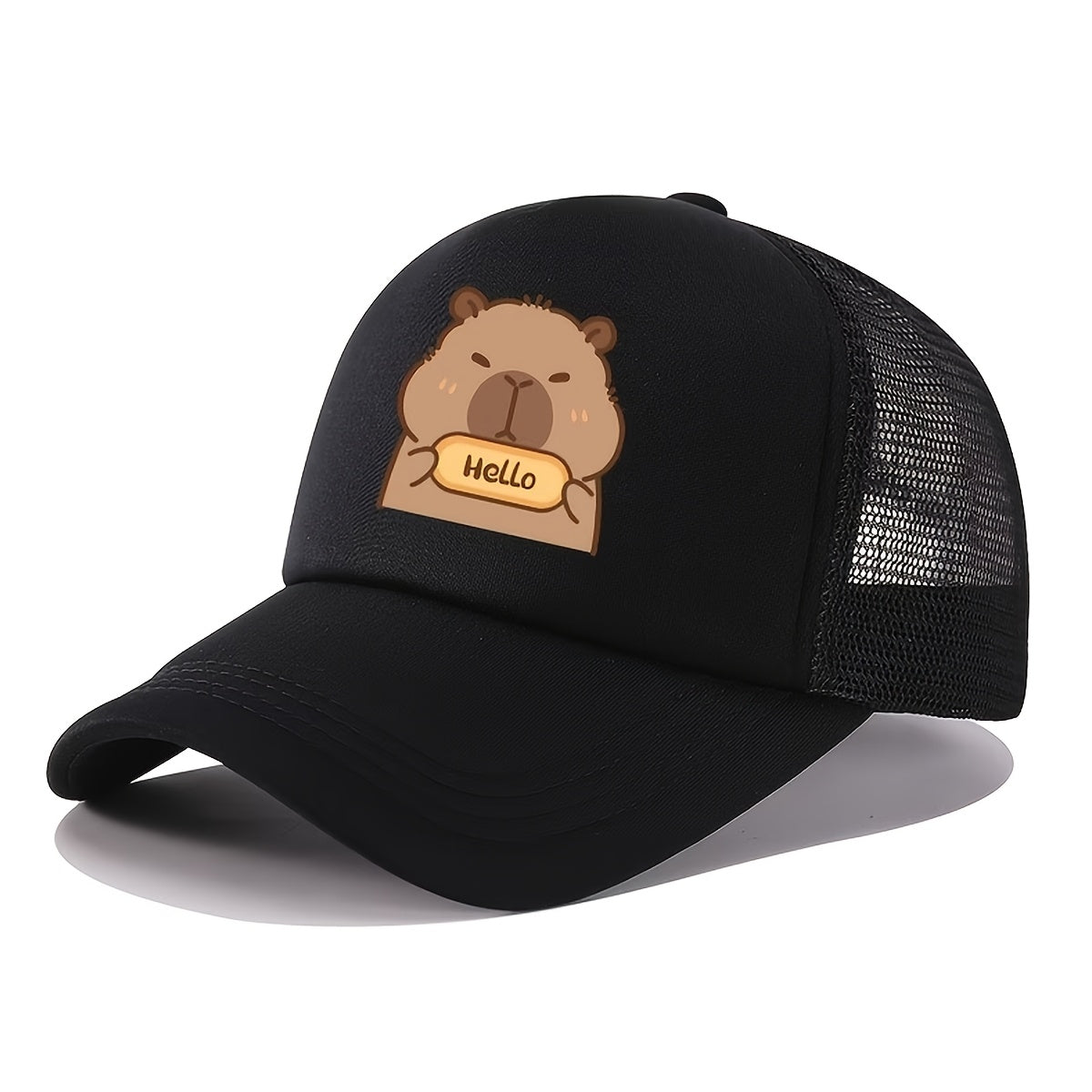 Kids' Cartoon Otter Pattern Mesh Sun Cap with Breathable Fabric