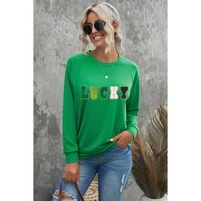Women's Letter Embroidered Loose Pullover Sweatshirt